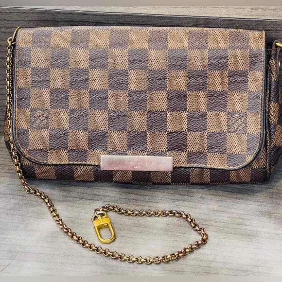 🔥FAVORITE PM Damier Ebene🔥 Auth Louis Vuitton Pochette Favorite Crossbody Bag - Picture 3 of 17